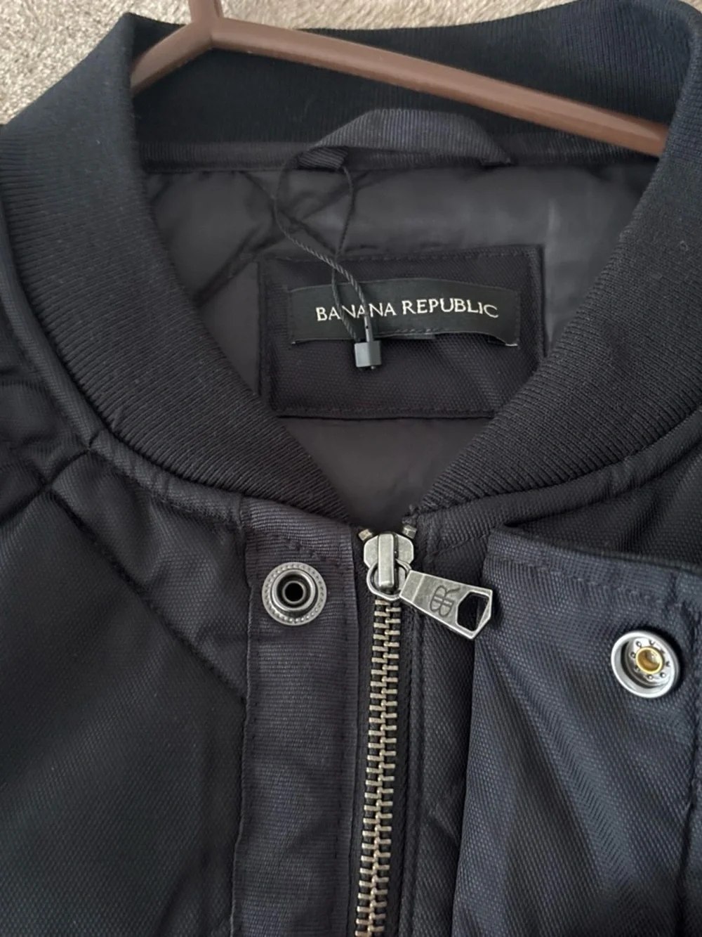 Banana Republic Black Quilted Bomber Jacket
